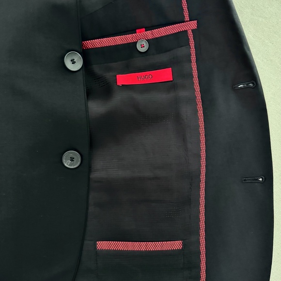 2 pc HUGO BOSS Men's Suit 40R Black wool - Picture 10 of 14